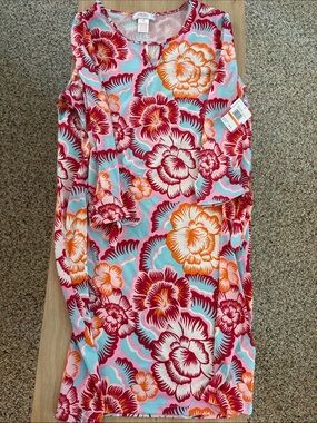 Stella Parker Floral Shift Dress in Pink, Orange & Aqua